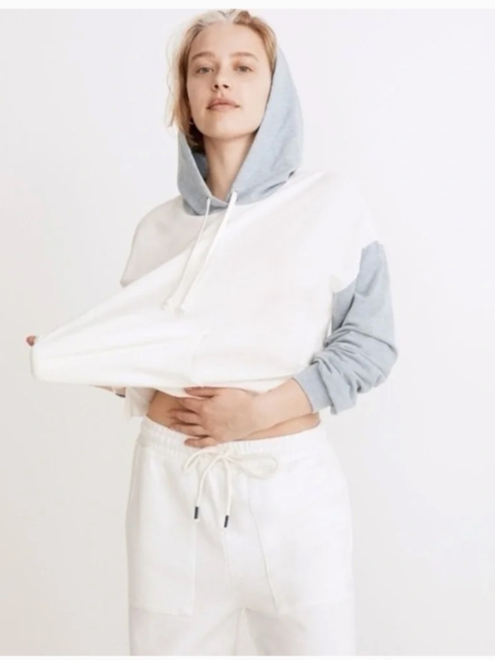 Madewell MWL SkyTerry Pullover Hoodie Sweatshirt in Colorblock Size XXS NWT